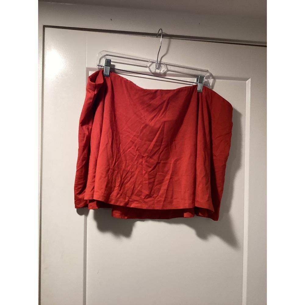 SKIMS Smooth Lounge Skort Terra Red Draped Front Mini Skirt 4X SK-SKT-9023W
